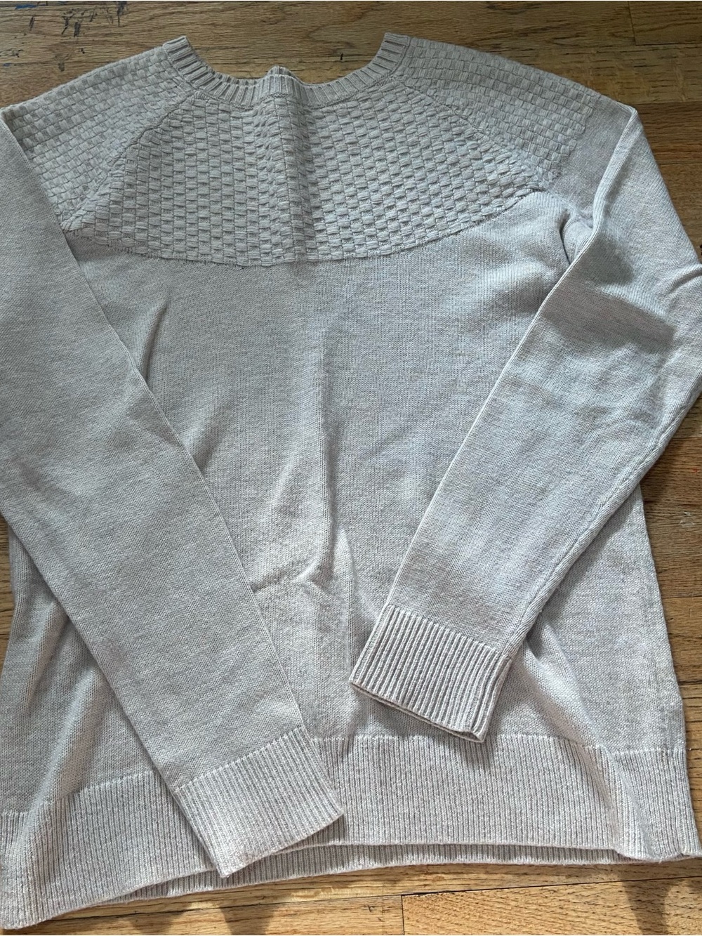 Talbots Women's Size M Gray Knit Crewneck Sweater Basketweave Yoke Stitch